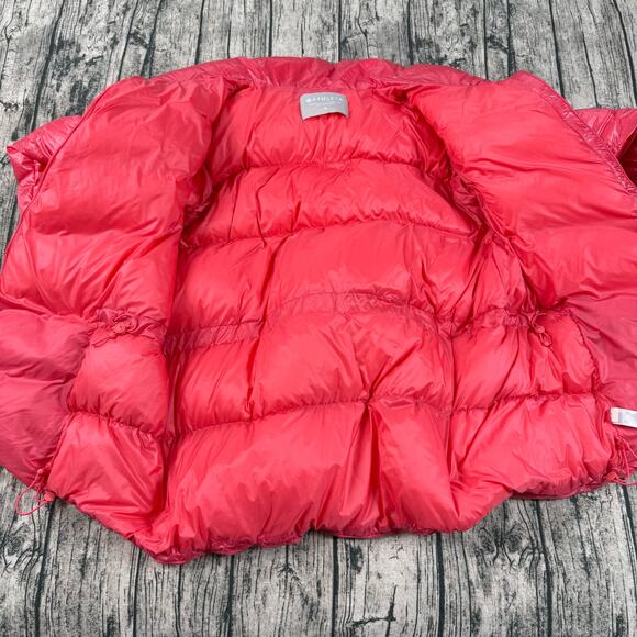 Athleta Women's Sz L Coral/pink Nylon Goose Down Zip Packable Puffer Coat Jacket - Picture 3 of 12